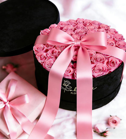 47 Forever Flowers Pink Roses Bouquet, Luxury Real Preserved Roses in a Box Forever Roses, Anniversary, Valentines Day,Proposal, Wedding, Birthday Gifts for Women, Mom, Girlfriend, Wife