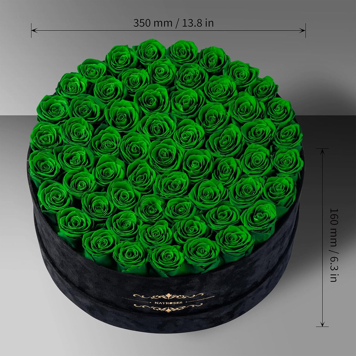 Gifts for Women – NATROSES 60 Preserved Roses in Luxury Black Velvet Box, Preserved Flowers for Delivery Gift for Her, Elegant Rose for Birthday, Mother’s Day, Christmas (Forest Green)
