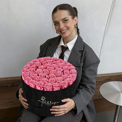 47 Forever Flowers Pink Roses Bouquet, Luxury Real Preserved Roses in a Box Forever Roses, Anniversary, Valentines Day,Proposal, Wedding, Birthday Gifts for Women, Mom, Girlfriend, Wife