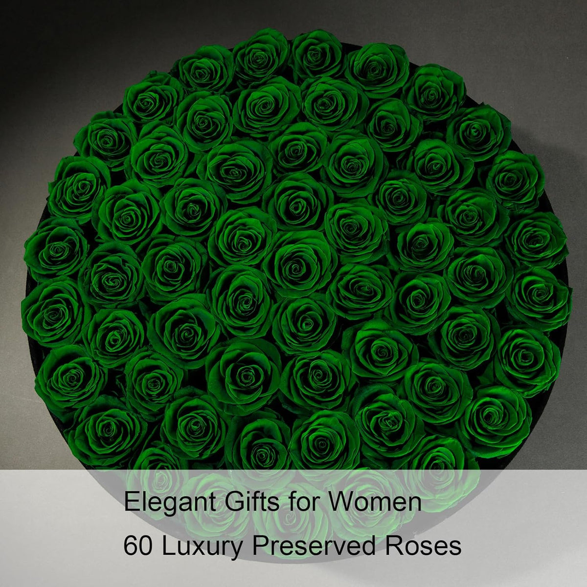 Gifts for Women – NATROSES 60 Preserved Roses in Luxury Black Velvet Box, Preserved Flowers for Delivery Gift for Her, Elegant Rose for Birthday, Mother’s Day, Christmas (Forest Green)