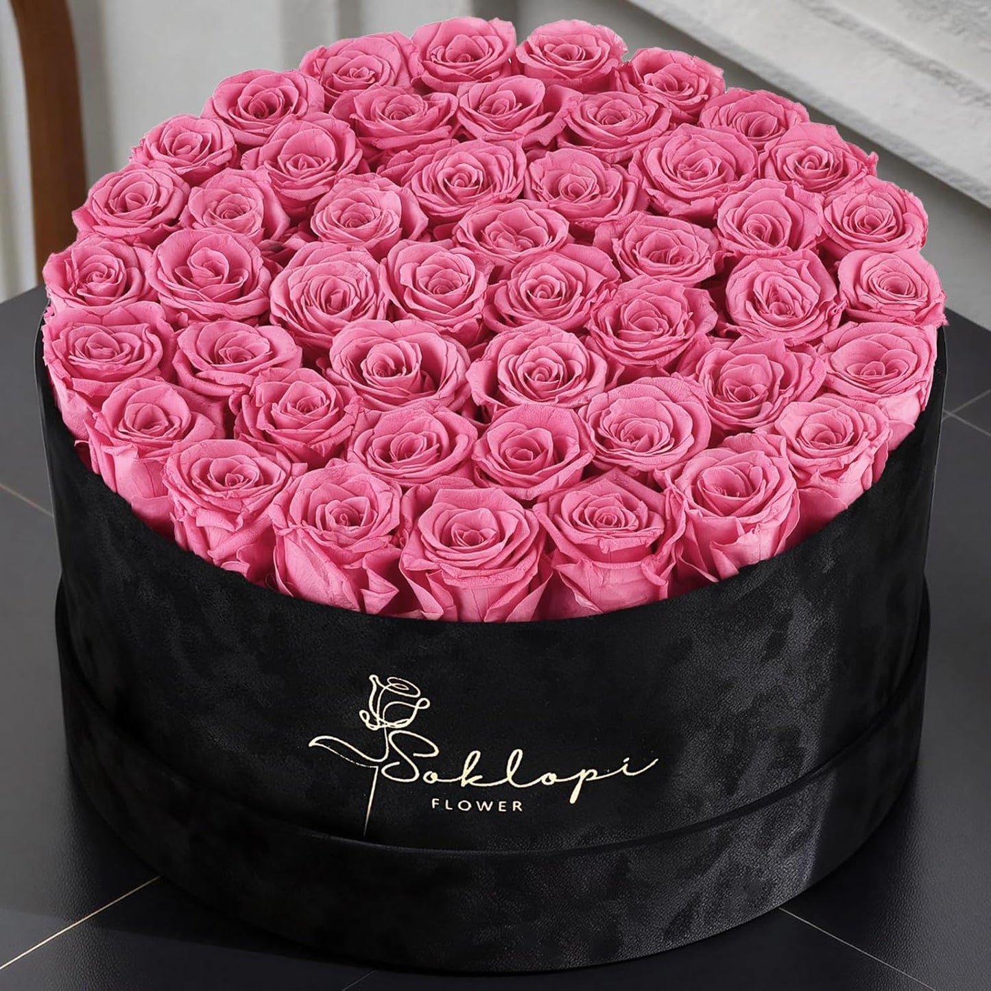 47 Forever Flowers Pink Roses Bouquet, Luxury Real Preserved Roses in a Box Forever Roses, Anniversary, Valentines Day,Proposal, Wedding, Birthday Gifts for Women, Mom, Girlfriend, Wife